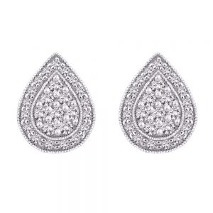 18k Cluster Pear Shaped Diamond Earrings 2.86g