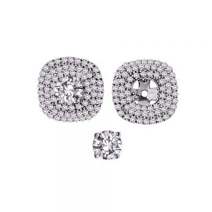 18k Triple Halo Diamond Earrings 4.98g