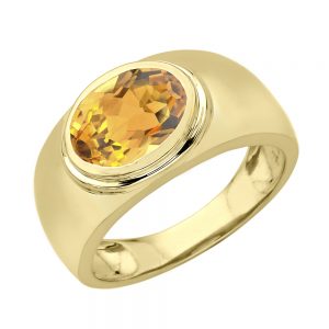 22k Yellow Topaz Mens Ring