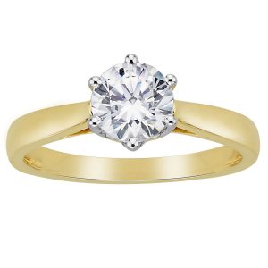 18k Six Claw Solitaire Ring 3.56g