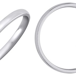18k Thin Plain White Gold Band