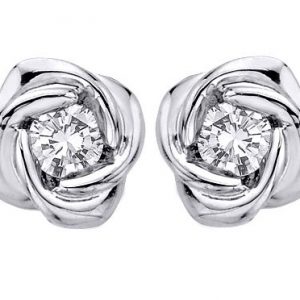 18k Rose Design Diamond Studs