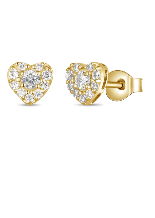 heart shape gold earrings with diamonds