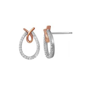 18k Rose and White Gold Diamond Earrings