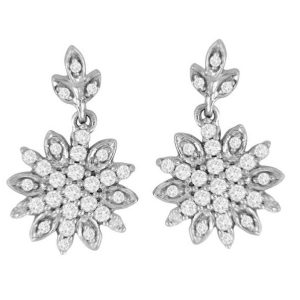 18k Snowflake Design Diamond Earrings 2.60g