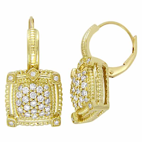 18k Square Shaped Diamond Cluster Earrings jewellery shops perth