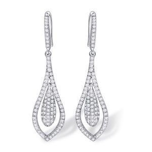 18k Tear Drop Diamond Cluster Earrings 6.92g