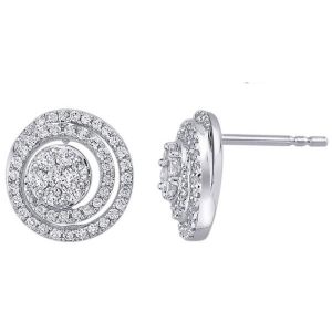 18k Spiral Cluster Diamond Earrings 3.76g