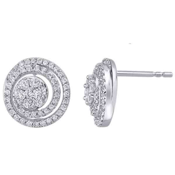 18k Spiral Cluster Diamond Earrings