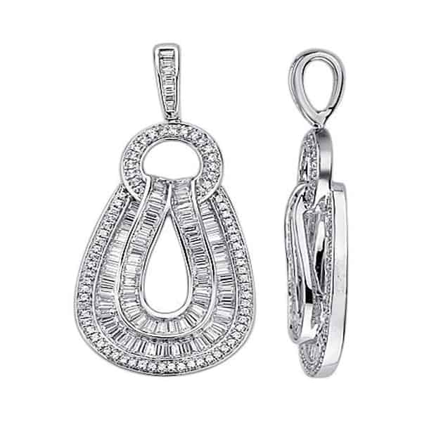 18k Baguette And Round Diamond Pendant jewellery shops perth