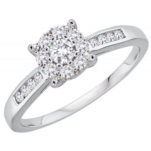 18k Cluster Halo Engagement Ring jewellers perth