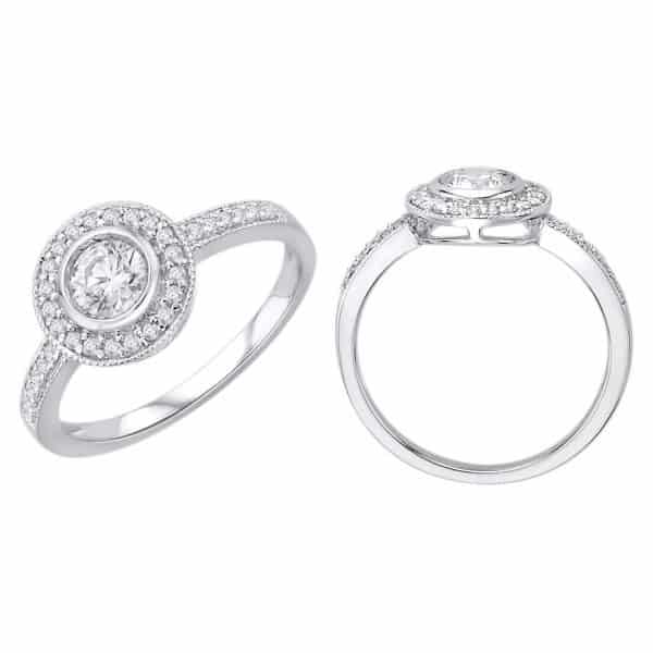 18k Flat Halo Diamond Engagement Ring jewellery online