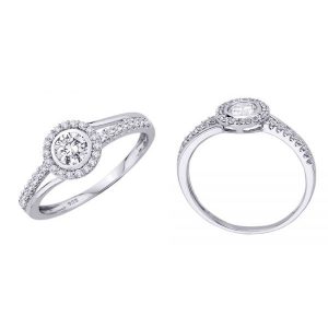 18k Flat Halo Double Shank Diamond Ring jewellery shops perth