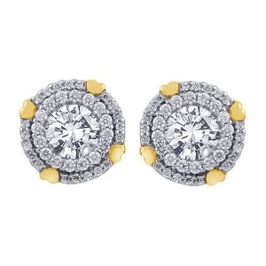 18k Double Halo Diamond Earrings 3.67g