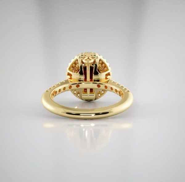 gold jewellery 18k Garnet Diamond Halo Convertible Ring