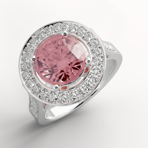 18K Pink sapphire and diamond ring wedding bands