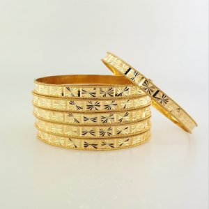 22K Diamond-Cut Gold Bangles