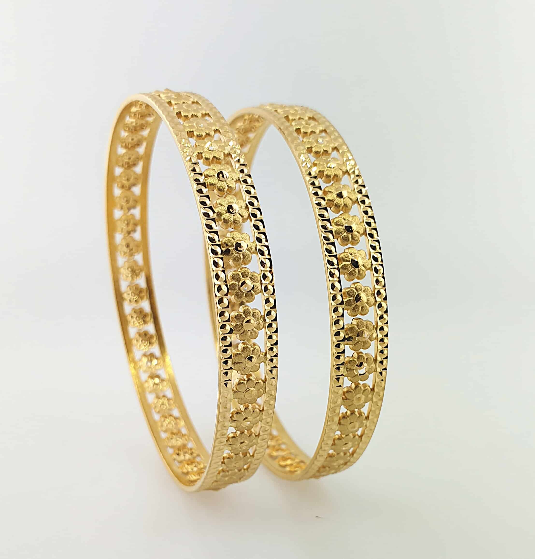 Flower design gold bangles Clearance