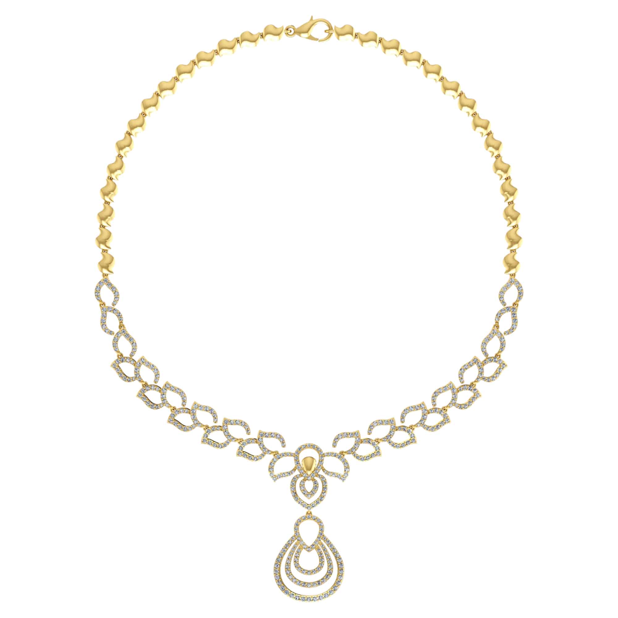 18k Diamond Drop Leaf Fancy Necklace 23.36g | OM Jewellers