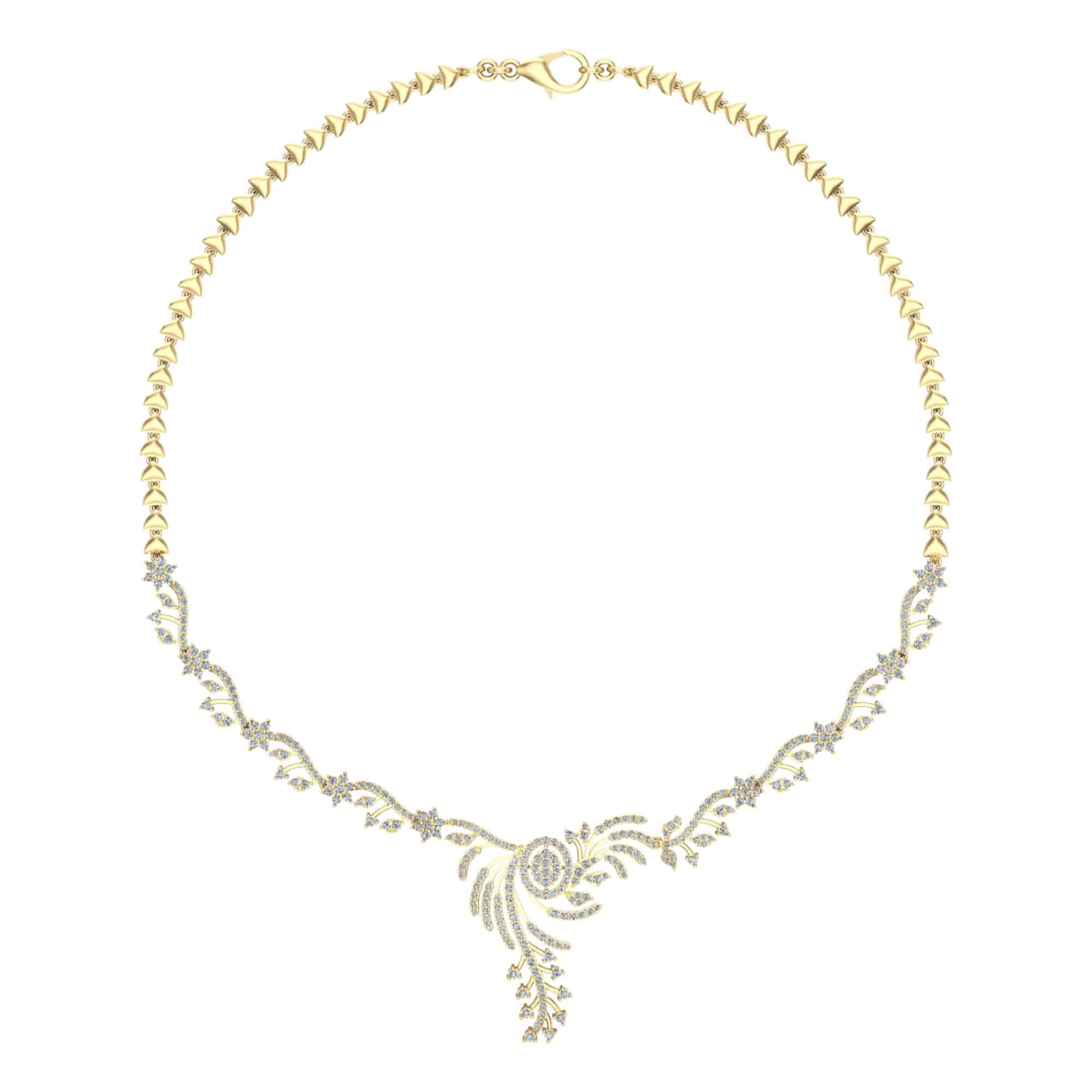 18k Diamond Floral Design Necklace 20.21g | OM Jewellers