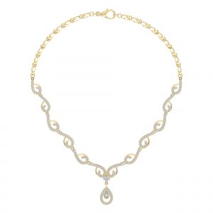 18k Diamond Swirl Detail Necklace 17.37g