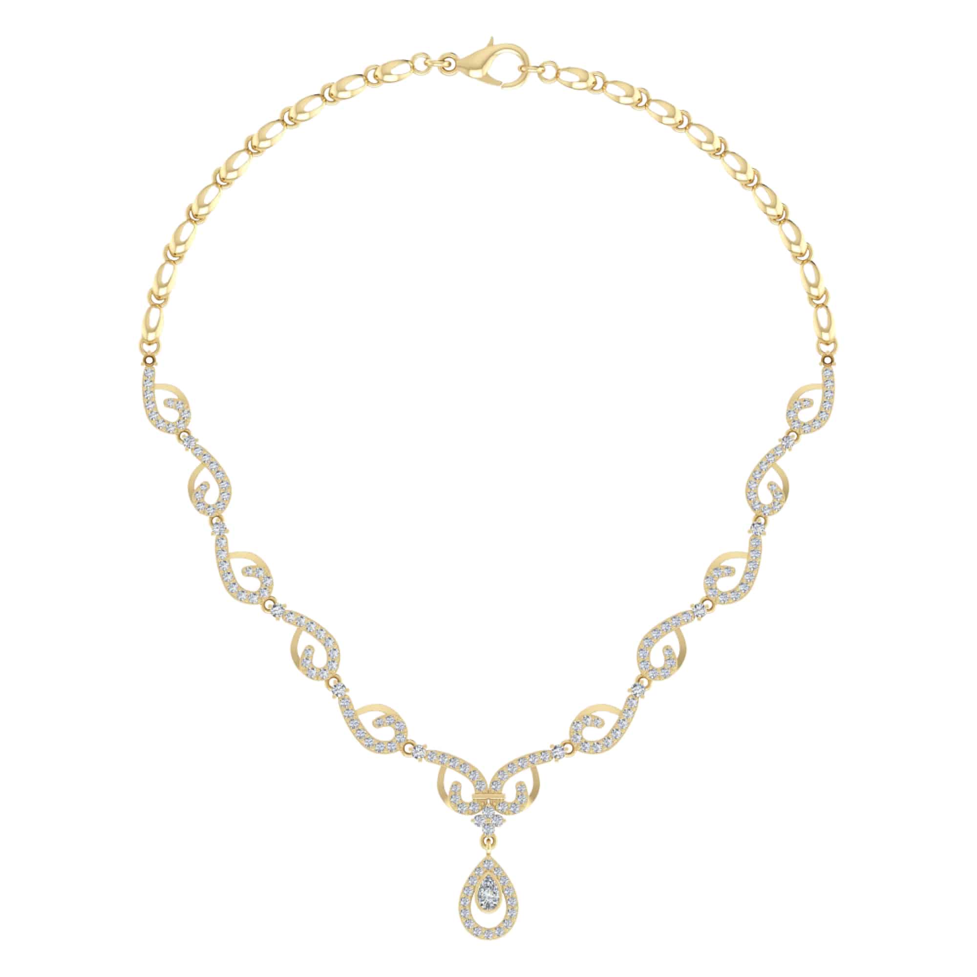 18k Diamond Swirl Detail Necklace 17.37g | OM Jewellers