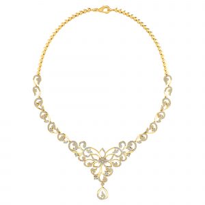 18k Diamond Floral Swirl Design Necklace 24g