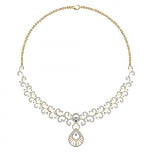 18k Diamond Fancy Swirl Necklace 23.36g