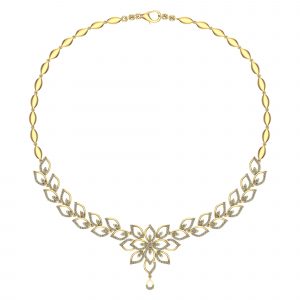 18k Diamond Leaf Style Necklace 25.10g