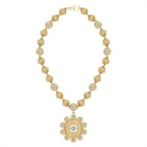 18k Diamond Large Sun Design Necklace