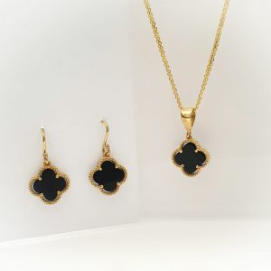 22k Onyx Clover Design Set