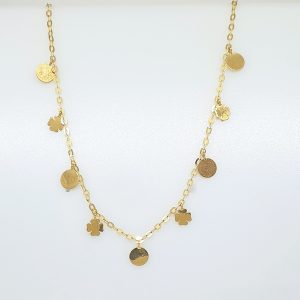 22k Circle Clover Drop Detail Necklace 5.90g