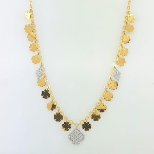 22k Clover Drop Design Necklace 9.98g