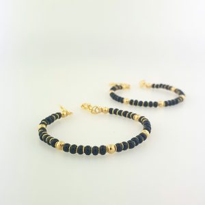 22k Pair Of Black Onyx Beaded Baby Bracelets 9.6g