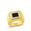 22k CZ Black Enamel Mens Ring 15.2g