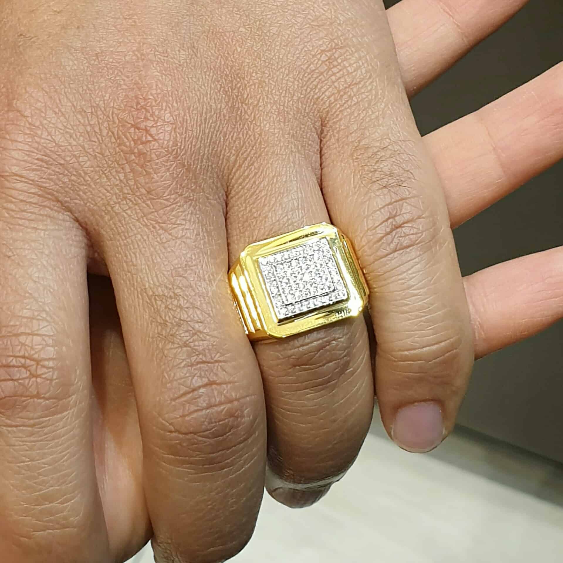 22k CZ Mens Ring 14.5g