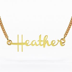 custom jewellery perth 22k Dakota Font Nameplate Heather Necklace 7g