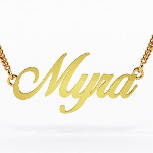 22k Brush Font Nameplate Necklace 7g