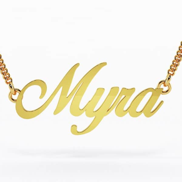 22k Brush Font Nameplate Myra Necklace 7g bespoke jewellery perth