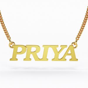 Priya gold necklace bespoke jewellery 22k Roman Font Nameplate Necklace 7g