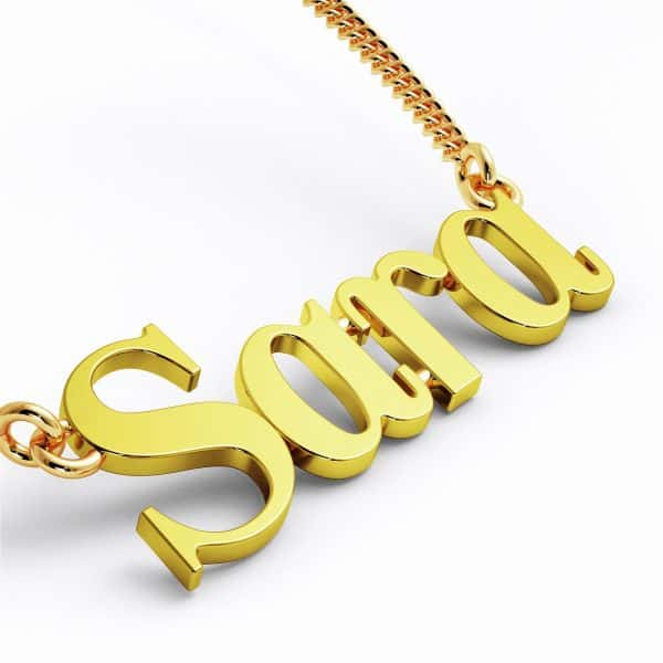 22k Nyala Font Nameplate Necklace 7g gold jewellery Sara name