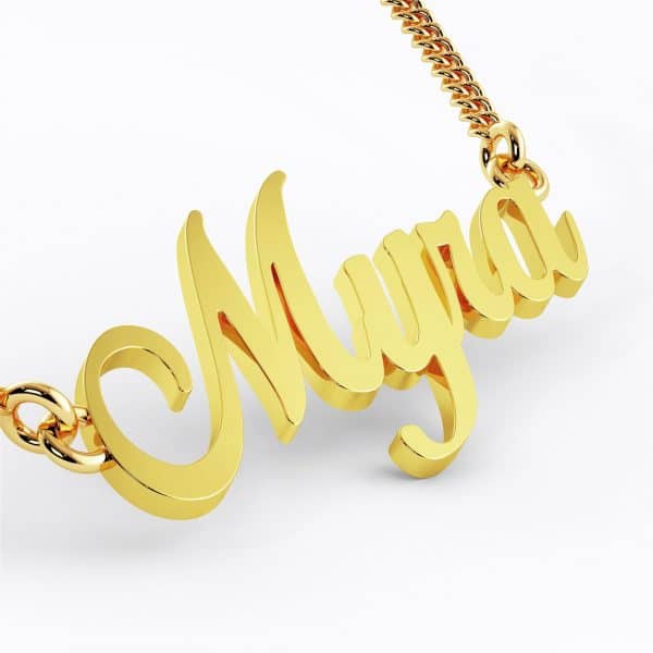 gold pendant myra Nameplate 22k Brush Font Nameplate Necklace 7g