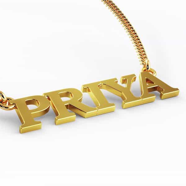 Priya gold necklace 22k Roman Font Nameplate Necklace 7g