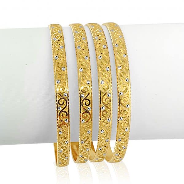 22k Two Tone Swirl Design Bangles 61g