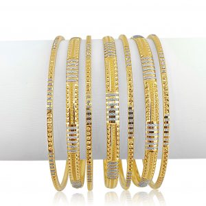 22k Gold Jewellery - Two Tone Bangle Set 80g