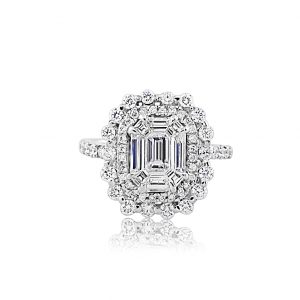 18k Baguette Diamond Engagement Ring 4.01g