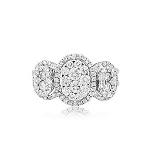 18k Diamond Cluster Trio Ring 5.6g