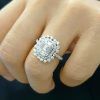 18k Baguette Diamond Halo Engagement Ring 4.01g