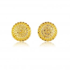 22k Round Patterned Earrings 4.01g