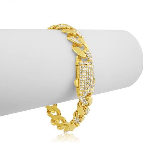 22k Curb Link Cubic Zirconia Bracelet 33g | OM Jewellers